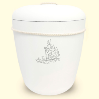 Valkoinen hiihtäjä siluettikuva